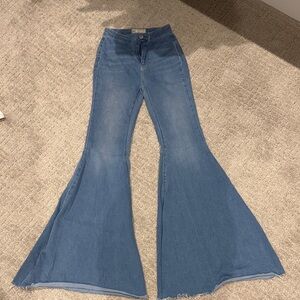 Free People Wide Leg Flare Jeans in Blue